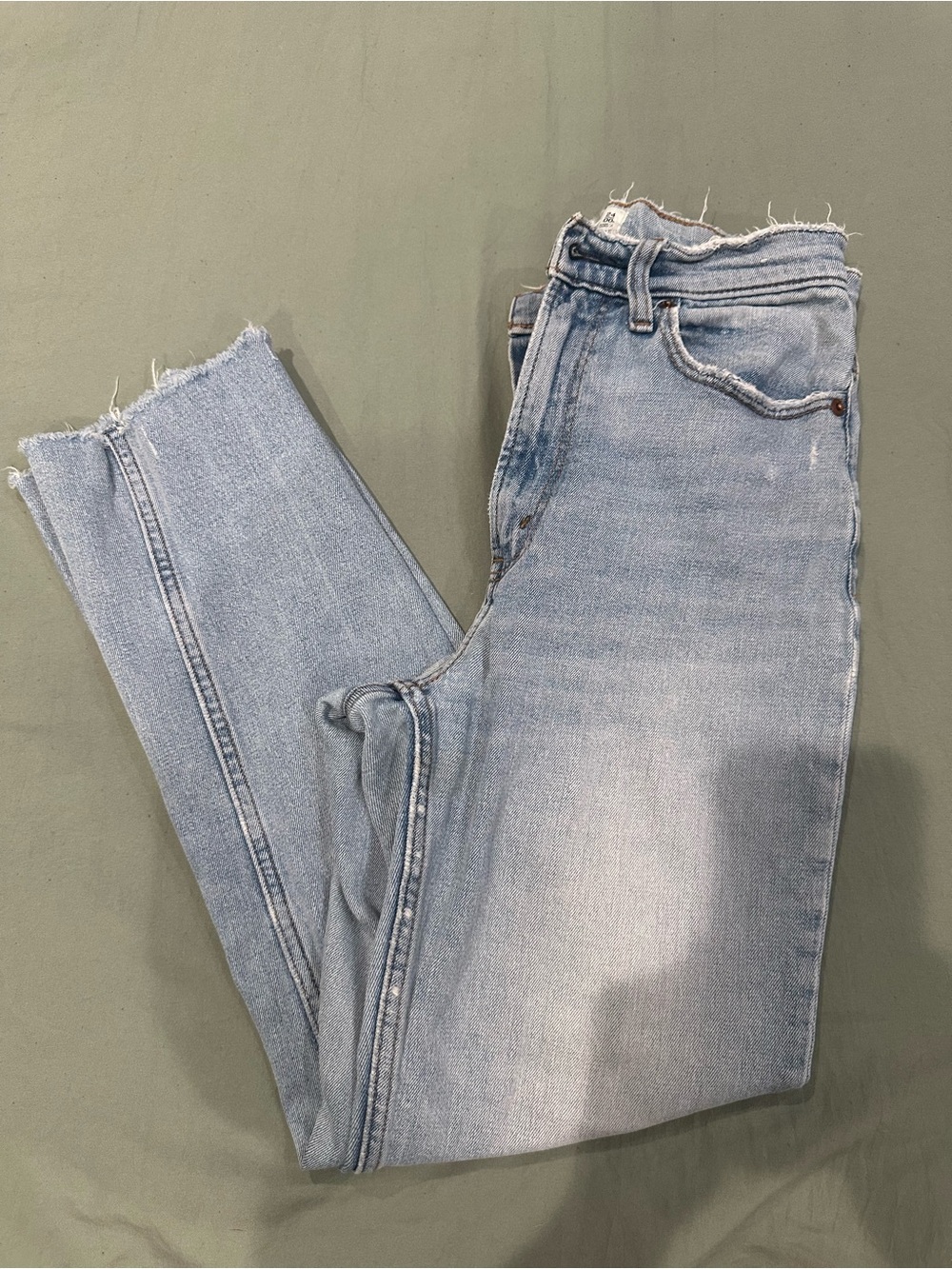 Abercrombie & Fitch Light Blue The Ankle Straight Ultra High Rise Jeans